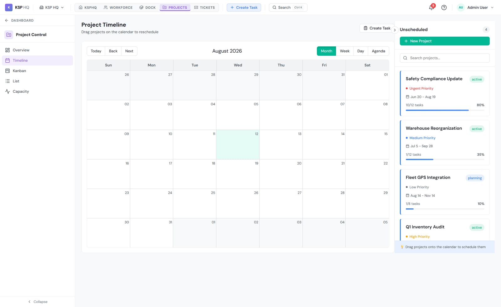 Project timeline view
